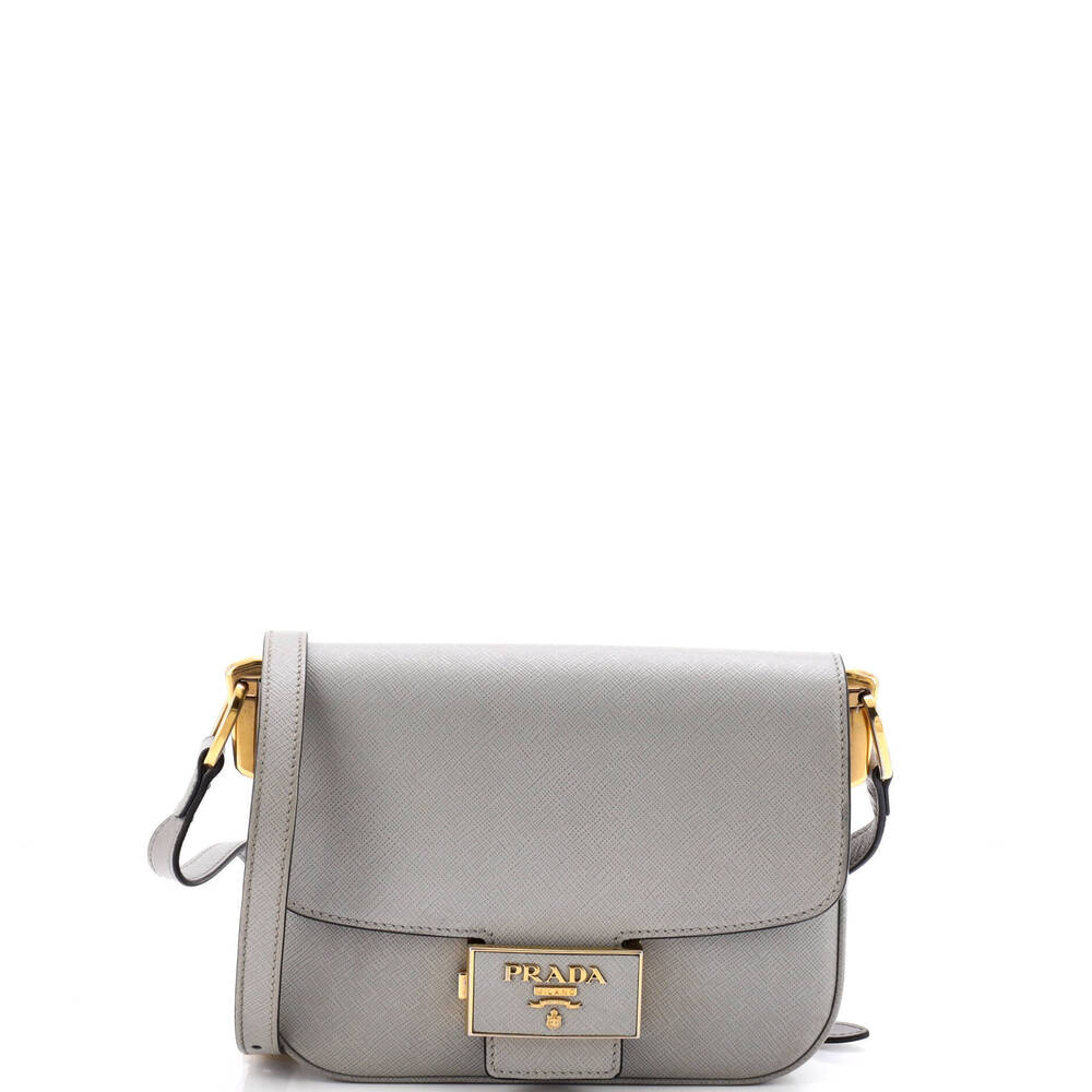 Prada Small Embleme Flap Bag Saffiano Leather